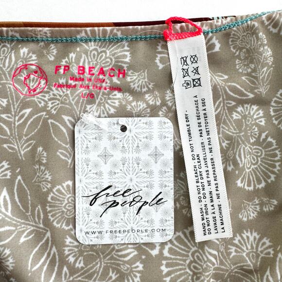 Free People Fp Beach Sharon Printed One-Piece Swimsuit in Botanical Motif L NWT - Picture 10 of 12